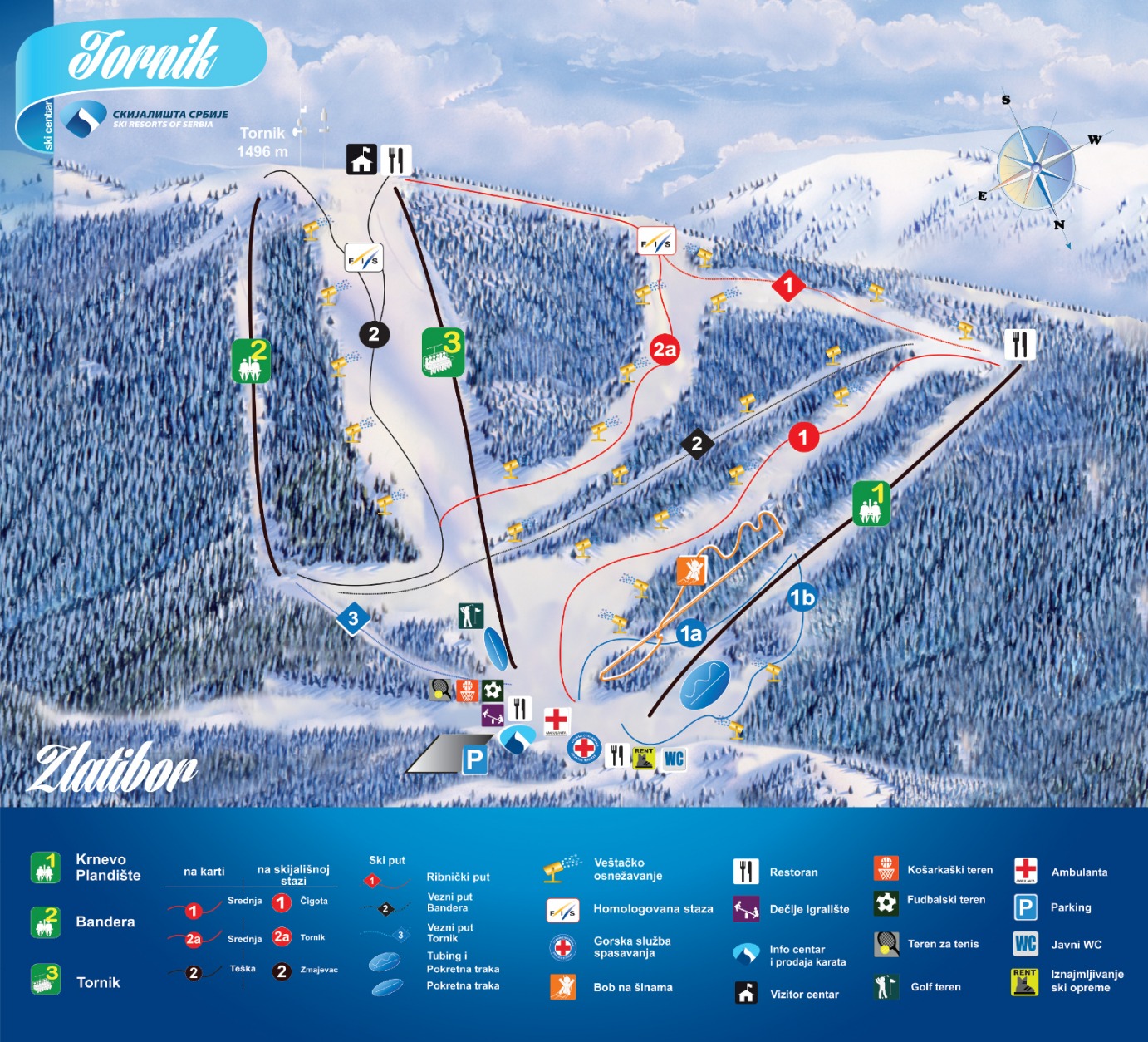 Tornik - mapa skijališta